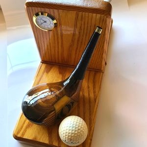 Golf club and ball cup holder with clock office and home decor Sam SNEAD